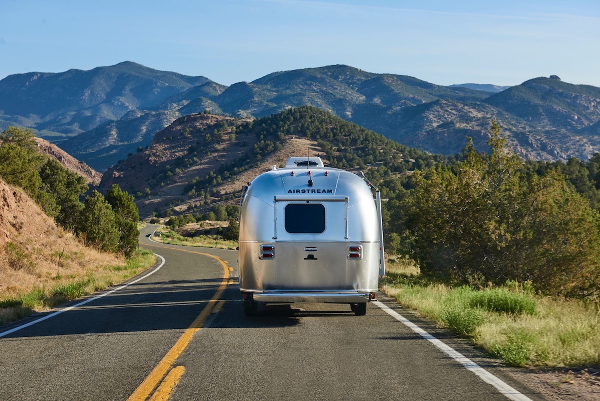 Airstream Trailer on Mountain Road
